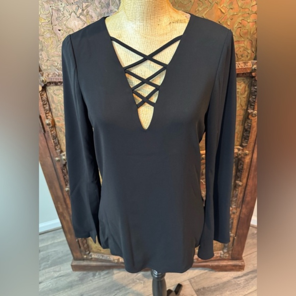 Ramy Brook Black Crisscross‎ V-Neck Blouse 2